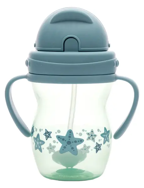 Cană cu mânere și pai Lorelli Baby Care - 275 ml, Blue/Green