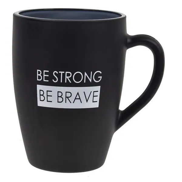 Cana cu mesaj motivational,Sticla,Negru mat, 380 ml