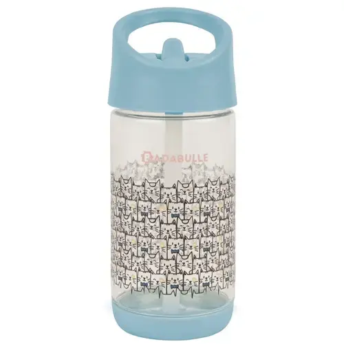 Cana cu pai Badabulle Pisici, 350ml (Albastru)