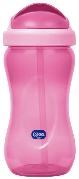 Cană cu pai Wee Baby Colorful - 350 ml, roz