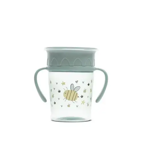 Cana de antrenament cu manere Lorelli All Around Cup, 360 grade, anti-varsare, 275 ml, Verde