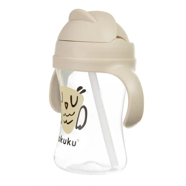 Cana de antrenament cu pai Akuku Owl 300ml,anti-varsare,capac mobil ce impiedica murdarirea paiului,materiale sigure fara BPA,manere confortabile