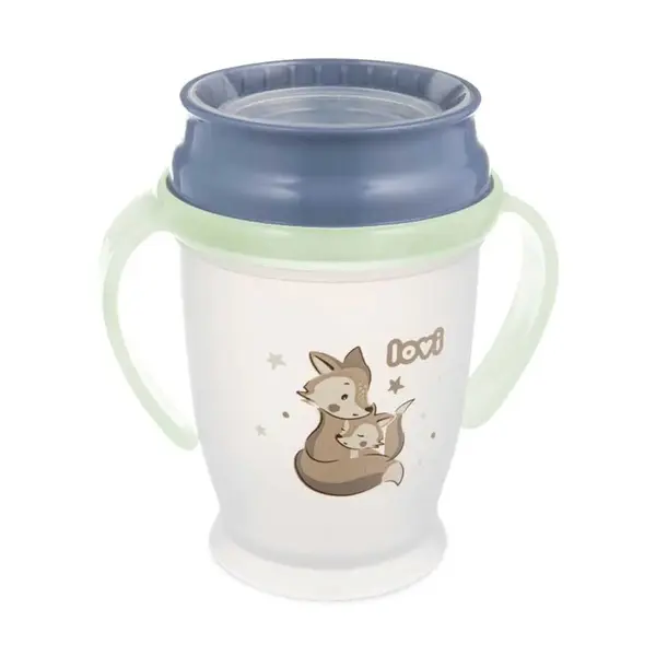 Cana de tranzitie cu manere 360 Lovi Night and Day 250 ml Fox 9 luni +