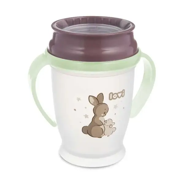 Cana de tranzitie cu manere 360 Lovi Night and Day 250 ml Rabbit 9 luni +