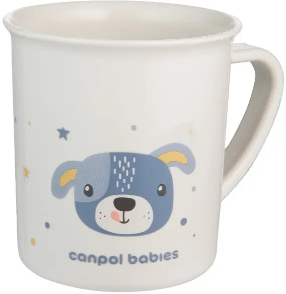 Cană din plastic cu mâner Canpol - Cute Animals, 170 ml, albastră