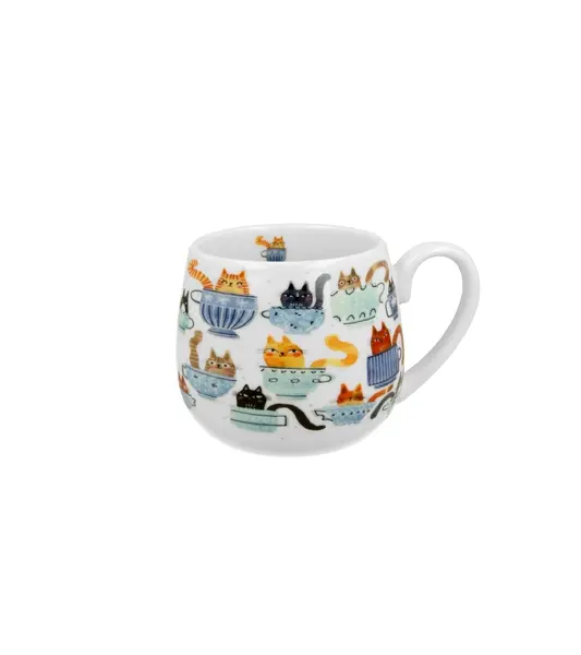 Cana din portelan 430 ml, model pisici in cesti, World Teacup Cats