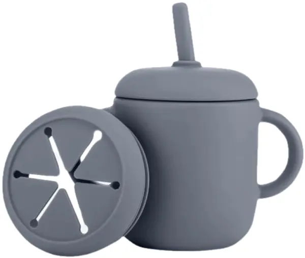 Cană din silicon 2 în 1 Reer - 180 ml, gri