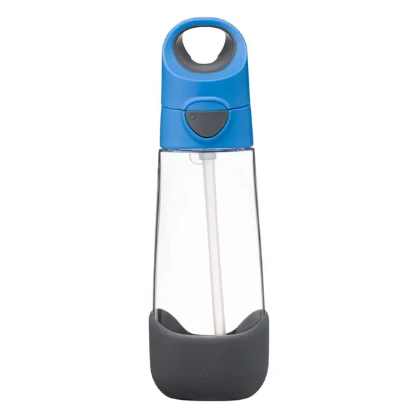 Cana din tritan cu pai pentru +12 luni Gri/Albastru, 450ml, Bbox