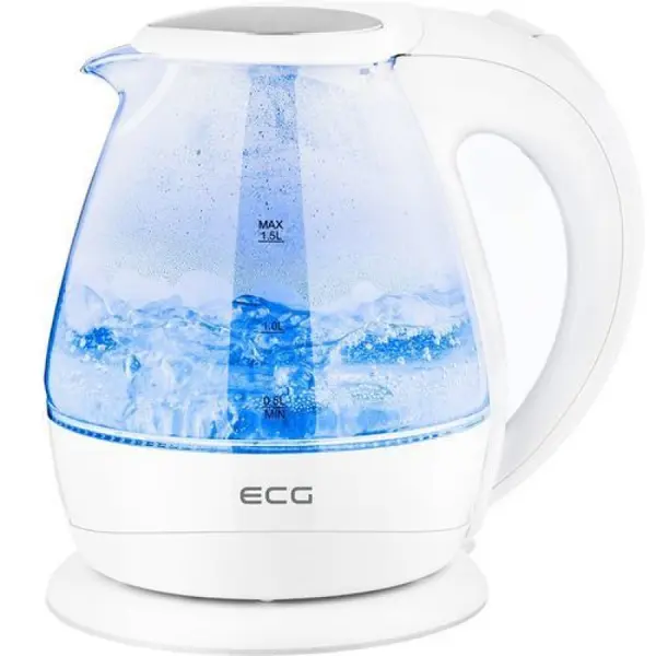 Cana electrica fierbator din sticla ECG RK 1520 , 2200 W, 1.5 L, lumina albastra de fundal