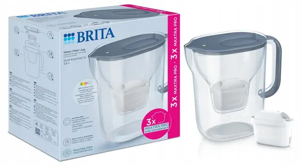 Cană filtrantă Brita - Style Essential XL, 3.6l, 3 филтъра, albastru inchis