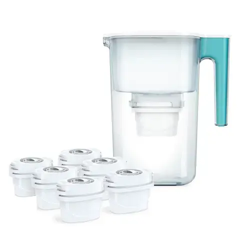 Cana filtranta de apa Aqua Optima Perfect Pour cu 6 filtre incluse, 3.6 litri (Albastru)