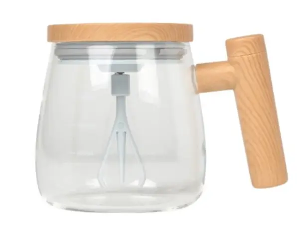 Cana pentru cafea cu mixer sticla/lemn capacitate 400 ml