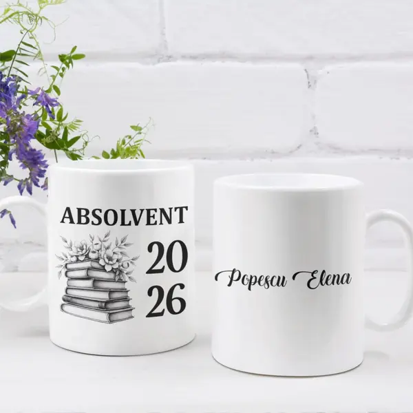 Cana personalizata Absolvent CP173 Simplă albă