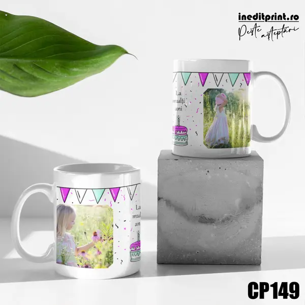 Cana personalizata cu 2 poze si text CP149 Termosensibila rosie