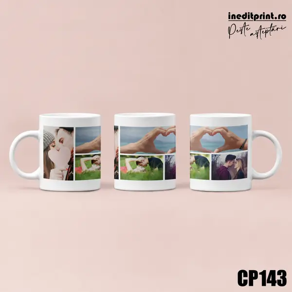 Cana personalizata cu 4 poze CP143 Termosensibila neagra