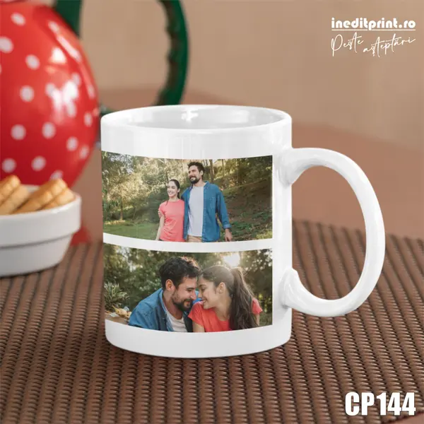Cana personalizata cu 4 poze CP144 Termosensibila neagra