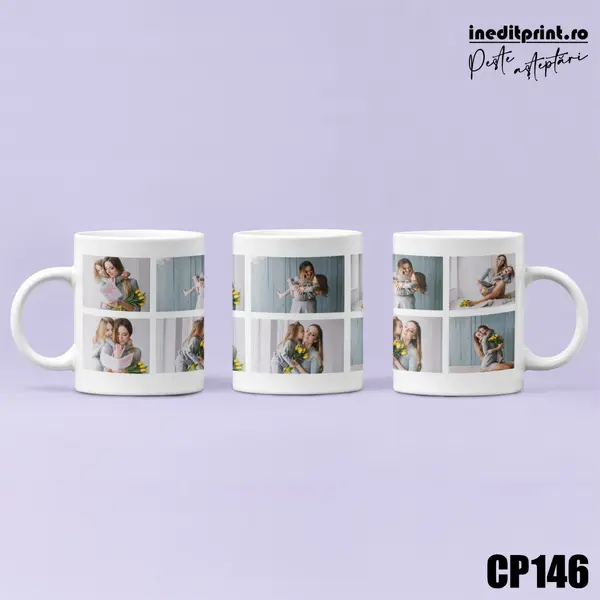 Cana personalizata cu 6 poze CP146 Termosensibila neagra