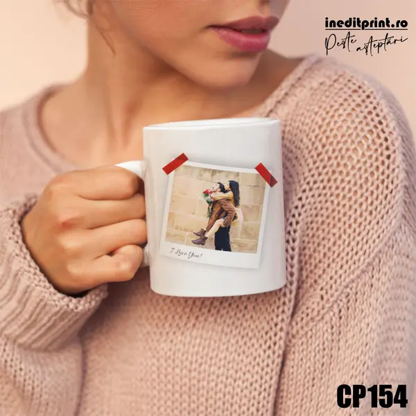 Cana personalizata cu o poza și text CP154 Termosensibila albastra
