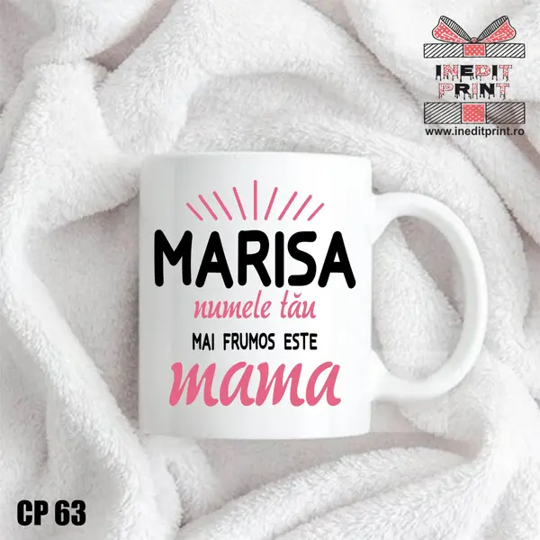 Cana personalizata pentru mama CP63 Interior si toartă roz