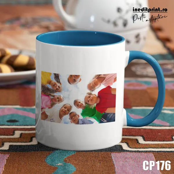 Cana personalizata pentru Tabara CP176 Interior si toartă roz