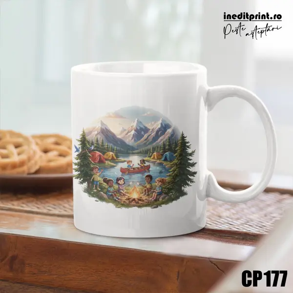 Cana personalizata pentru Tabara CP177 Interior si toartă roz