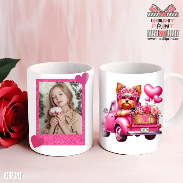 Cana personalizata Pink Love CP79 Alb