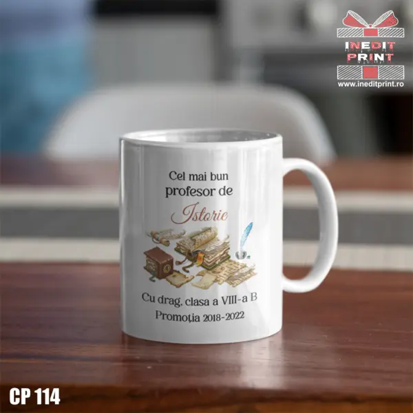 Cana personalizata Profesor Istorie CP114 Alb