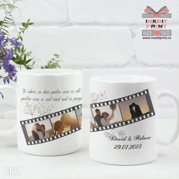 Cana personalizata ROLL FILM CP71 Interior si toartă roz