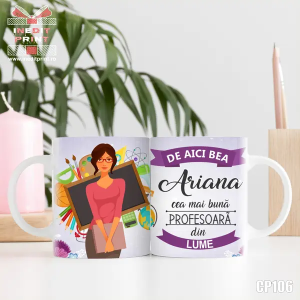 Cana PROFESOARA CP106 Interior si toartă vișinie