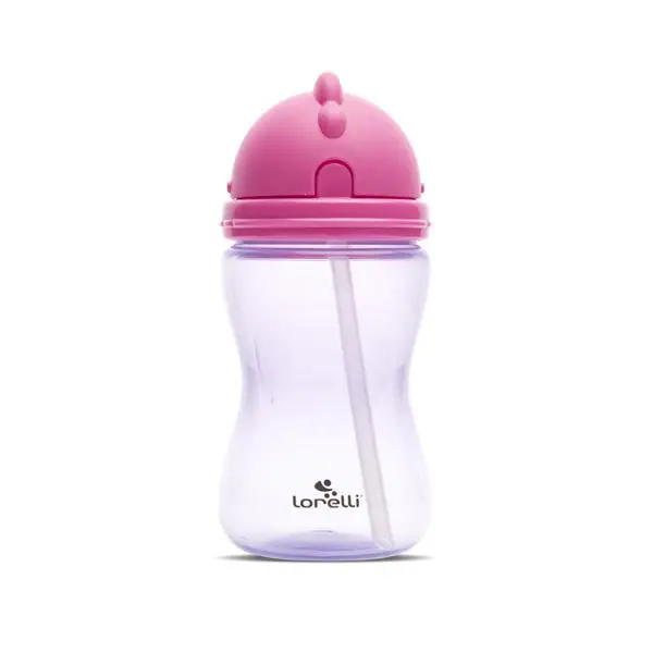 Cana sport cu pai moale si flexibil, capac de protectie rotativ, 300 ml, Pink Purple