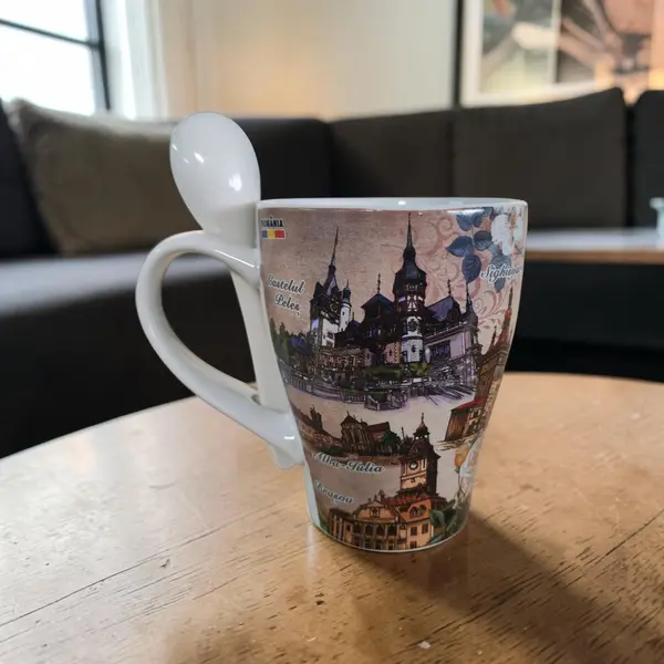 Cana Suvenir cu Lingurita Transilvania 10 cm SVR143