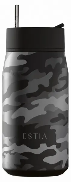 Cana termică cu pai Estia Lens - Dark Camo, 360 ml