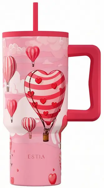 Cana termică cu pai Estia Save the Aegean - Love Ascend, 900 ml
