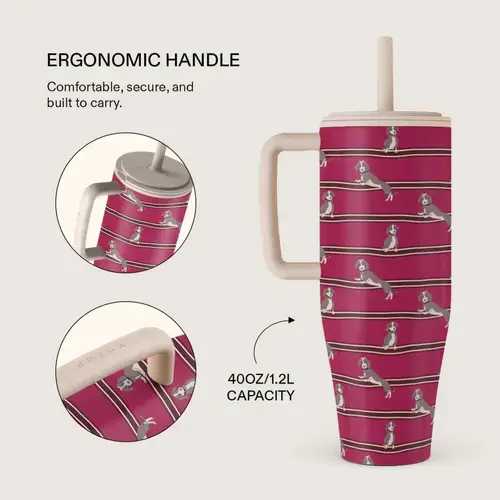 Cana Termos Burga On Hold 1.2 L cu capac anti scurgeri si pai reutilizabil, inox (Roz)