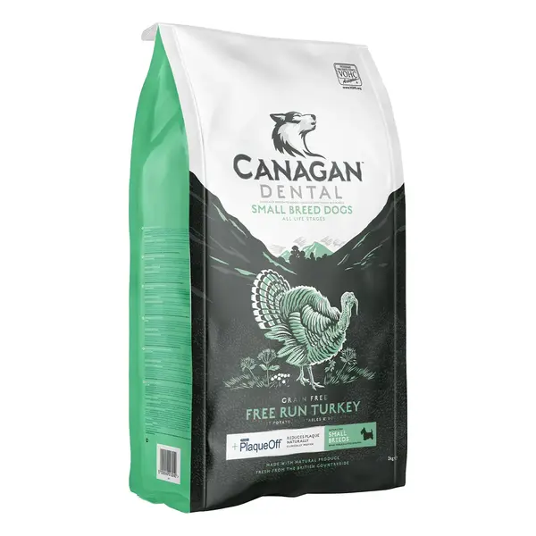 CANAGAN Dental Small Breed, XS-S, Curcan, hrană uscată fără cereale câini junior & adult, sensibilități dentare, 2kg