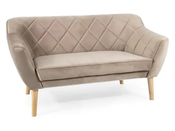 Canapea 2 locuri CARLA VELVET - BEECH 140 CM - Beige