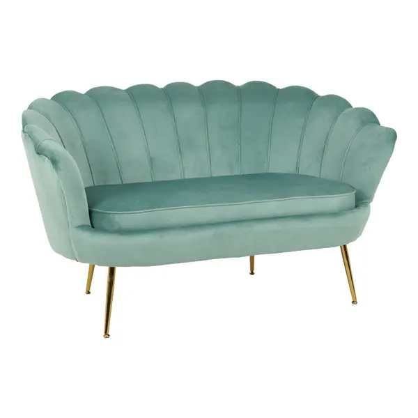 Canapea 2 locuri Daimon, Catifea Verde Fistic, 134x70x77 cm