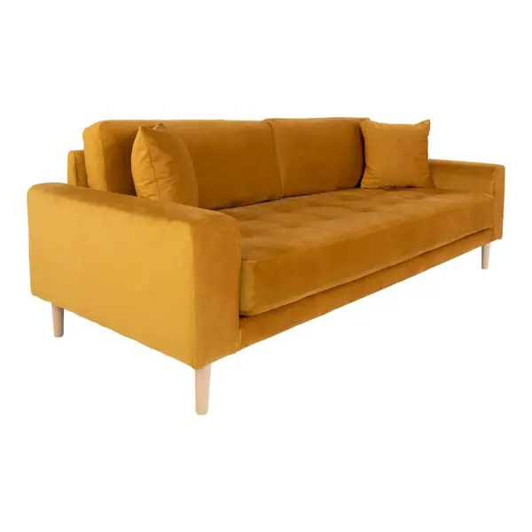 Canapea 3 locuri LIDAS MUSTARD VELVET 210 CM - Mustard