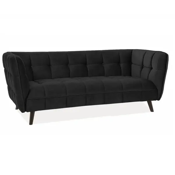 Canapea 3 locuri TOLEN VELVET 200 CM - Negru