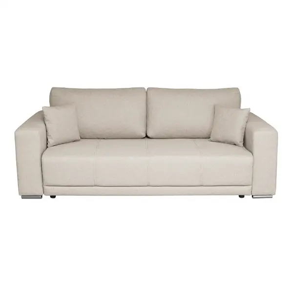 Canapea BERNA B extensibila, 3 locuri, cu arcuri si lada depozitare, bej, 238x108x77 cm