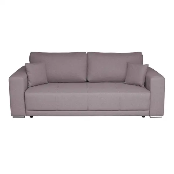 Canapea BERNA B extensibila, 3 locuri, cu arcuri si lada depozitare, gri maroniu, 238x108x77 cm