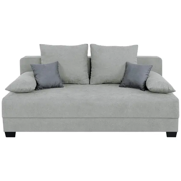 Canapea Boxspring, textil, material pe bază de lemn, argintiu