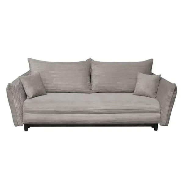 Canapea CAMILLE extensibila, 3 locuri, cu arcuri si lada depozitare, bej inchis, 238x115x95 cm