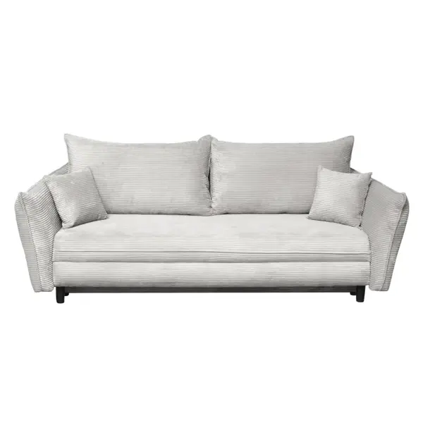 Canapea CAMILLE extensibila, 3 locuri, cu arcuri si lada depozitare, bej deschis, 238x115x95 cm