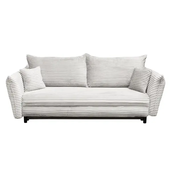 Canapea CAMILLE T extensibila, 3 locuri, cu arcuri si lada depozitare, bej, 238x115x95 cm