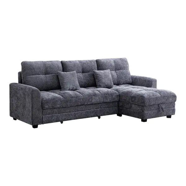Canapea coltar cu depozitare Comfie Gri inchis 260x158x98 cm