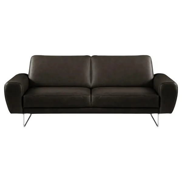 Canapea Cu 2 Locuri, piele, culoare crom, negru