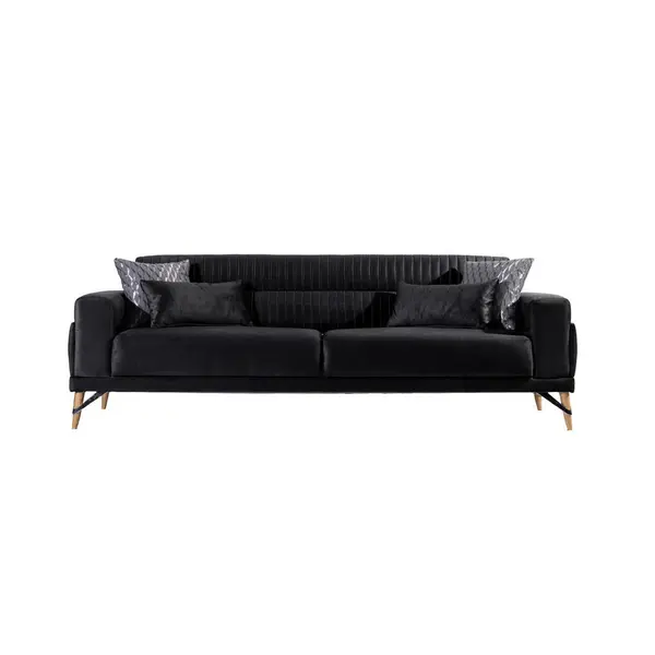 Canapea Cu 3 Locuri, textil, negru