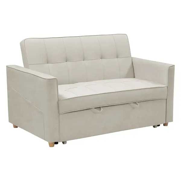 Canapea extensibila 2 locuri Commit din material textil bej-gri 142x93x46+ cm