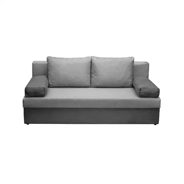 Canapea extensibila ANA, 3 locuri, cu lada depozitare, gri inchis + gri deschis, 185x82x80 cm